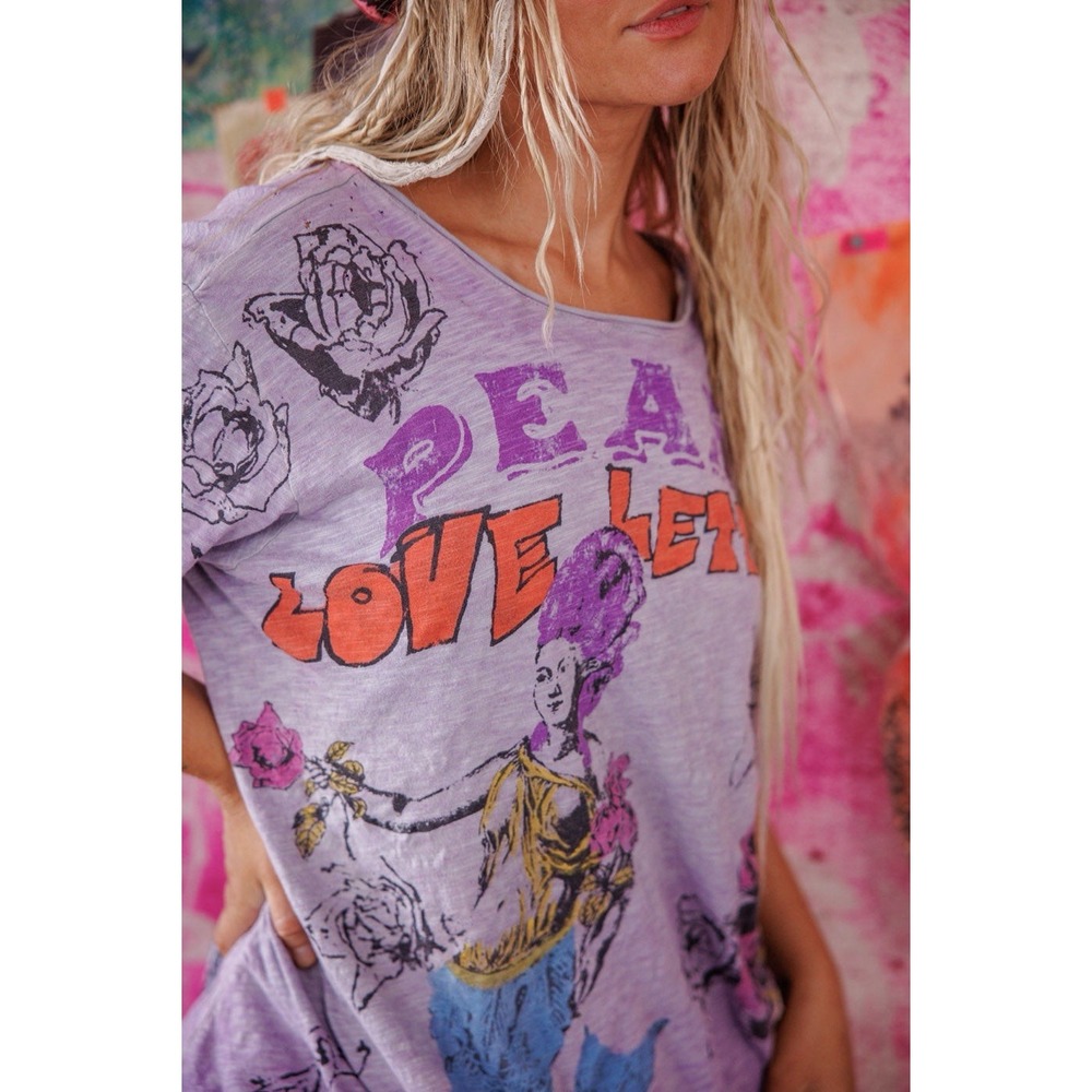 NWT Magnolia Pearl Purple Mermaid Love Letters Tee Hand Distressed One Size OSFM - Picture 3 of 16